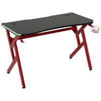 HOMCOM Schreibtisch Viel Arbeits- und Stauraum, 7-farbige RGB-Lichter (USB anschluss) schwarz/rot