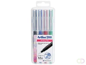 Artline 200 fineliner, etui van 4 stuks, assorti