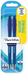 Paper Mate balpen Flexgrip Ultra RT medium, blauw, blister van 2 stuks