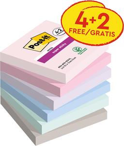 4 + 2 GRATIS: Post-it Super Sticky Soulful Haftnotizen extrastark farbsortiert 4 Blöcke + GRATIS 2 Blöcke