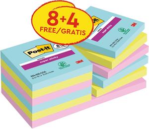 Post-it Super Sticky notes Cosmic, 90 vel, ft 76 x 76 mm, 8 + 4 GRATIS