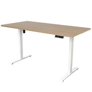 IVOL Elektrisch Verstelbaar Bureau - 140x80 Cm ingle Motor - Wit / Eiken