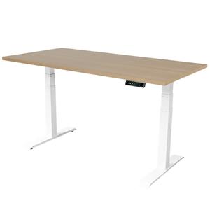 IVOL Elektrisch Verstelbaar Bureau - 140x80 Cm - Dual Motor - Wit / Eiken