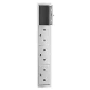 Wolf Stalen kledingkast, ongemonteerd, 4 vakken, hoogte 410 mm, breedte 300 mm, aanbouwelement, lichtgrijs / lichtgrijs