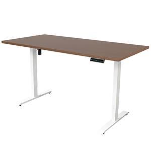 IVOL Elektrisch Verstelbaar Bureau - 140x80 Cm ingle Motor - Wit / Donker Eiken