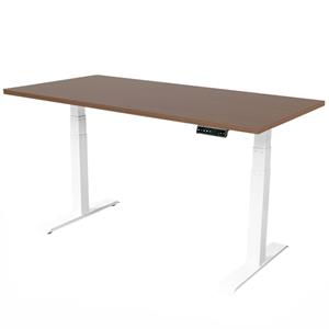 IVOL Elektrisch Verstelbaar Bureau - 160x80 Cm - Dual Motor - Wit / Donker Eiken