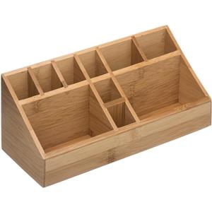 Make-up/nagellak organizer 10 vakken rechthoek 23 x 9 cm van bamboe -