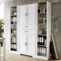LOMADOX BÃ¼ro Aktenschrank Kombination JÃœLICH-36 in Pinie hell mit Artisan Eiche Nb. weiÃŸ