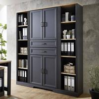LOMADOX BÃ¼ro Aktenschrank Kombination JÃœLICH-36 in Graphit mit Artisan Eiche Nb. grau