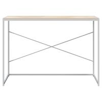 vidaXL Computerbureau 110x60x70 cm bewerkt hout wit en eikenkleurig