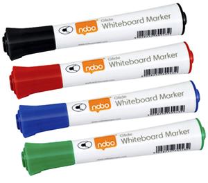 Nobo Glide whiteboardmarker, ronde punt, pak van 10 stuks, geassorteerde kleuren