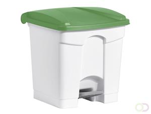 Helit Pedaalafvalbak, 30L, wit/groen