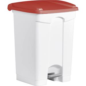 Helit Pedaalafvalbak, 45L, wit/rood