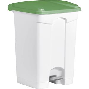 Helit Pedaalafvalbak, 45L, wit/groen