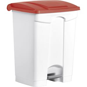 Helit Pedaalafvalbak, 70L, wit/rood