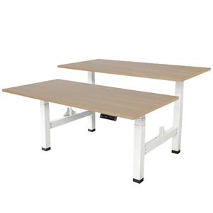 IVOL Elektrisch Verstelbaar Duo Bureau - 140x80 Cm - Two Dual Motor - Wit / Eiken