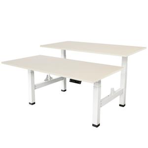 IVOL Elektrisch Verstelbaar Duo Bureau - 140x80 Cm - Two Dual Motor - Wit / Licht Eiken