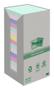 Post-It Recycled Sticky Notes Kleurenassortiment 76 x 76 mm 100 Vellen Pak van 16