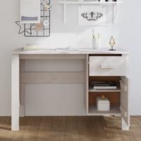 vidaXL Bureau 113x50x75 cm massief grenenhout wit