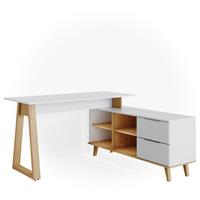 Vicco Eckchreibtisch NEPTUNE Computer Büro PC Arbeitszimmer weiß Eiche Skandi