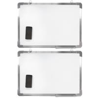 Shoppartners 2x Stuks Magnetische Whiteboards Met Pennengoot En Wisser 70 X 50 Cm - Whiteboards