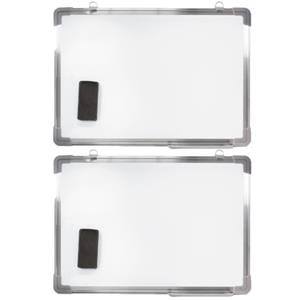 Shoppartners 2x Stuks Magnetische Whiteboards Met Pennengoot En Wisser 70 X 50 Cm - Whiteboards