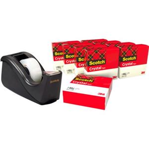 Scotch Plakband  crystal 600 19mmx33m transparant + Gratis c60 houder