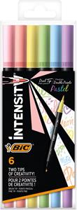 Bic Intensity Dual Pastel Viltstiften 0,7 mm Pastel kleurenassortiment Pak van 12 stuks