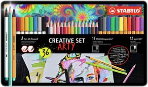 Stabilo Fineliner Penseel Aquacolor Kleurenassortiment Pak van 36