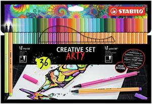 Stabilo Fineliner Karton Arty Kleurenassortiment Pak van 36