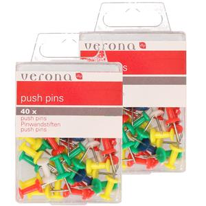 80x stuks Gekleurde punaises voor prikbord/memobord -