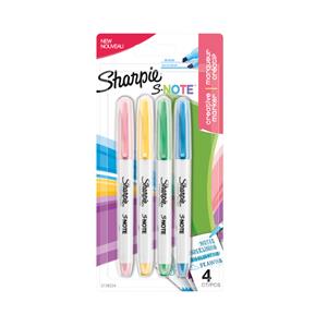 Sharpie Tekstmarker S-Note Kleurenassortiment Niet-permanent Kleuren Pak van 4