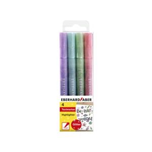 Faber-Castell Eberhard faber markeerstiften pastel kleuren met glitters 4 stuks