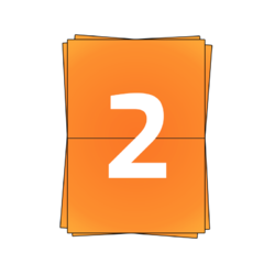 Blanco A4 stickervellen, 2 per vel, oranje, permanente lijm, 148mm x 210mm