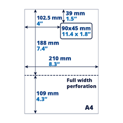 Blanco A4 pakbon / retourlabel, adresetiket, 90mm x 45mm - 100 vellen