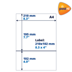 Blanco A4 pakbon / retourlabel, PostNL, 100mm x 150mm, 100 vellen