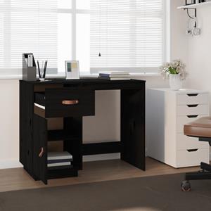 VidaXL Bureau 95x50x75 Cm Massief Grenenhout Zwart