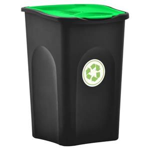 VidaXL Vuilnisbak met scharnierdeksel 50 L zwart en groen
