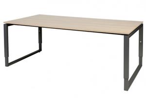 Schaffenburg Domino Plus vergadertafel, hoogte instelbaar (62-85cm) met 200x100cm'zwevend'kersen licht 20mm blad en zwart (RAL9011) O-poot frame
