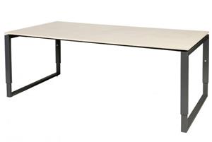 Schaffenburg Domino Plus vergadertafel, hoogte instelbaar (62-85cm) met 200x100cm'zwevend'lindberg eiken 20mm blad en zwart (RAL9011) O-poot frame