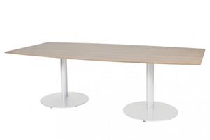 Schaffenburg T-lines 240x120cm tonvormige vergadertafel op vaste hoogte (74cm) met kersen licht 20mm blad en witte (RAL9010) trompetvoeten