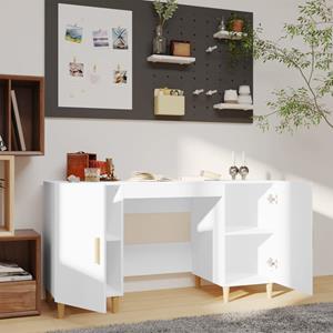 vidaXL Bureau 140x50x75 cm bewerkt hout wit