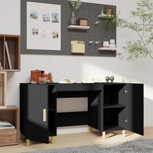 vidaXL Bureau 140x50x75 cm bewerkt hout zwart