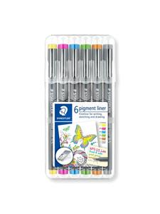 Fineliner Staedtler Pigment 308 0,5mm set Ã 6 kleuren