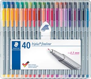 Staedtler fineliner Triplus, opstelbare box met 40 kleuren