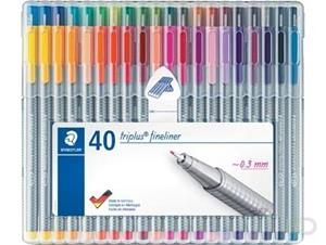 Staedtler fineliner Triplus, opstelbare box met 40 kleuren