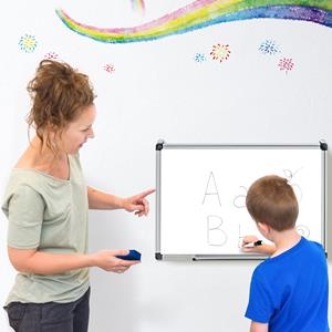 costway Whiteboard magneetbord schrijfbord wandbord memobord met aluminium frame (60x40 cm)