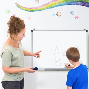 costway Whiteboard magneetbord schrijfbord wandbord memobord met aluminium frame (70x50 cm)