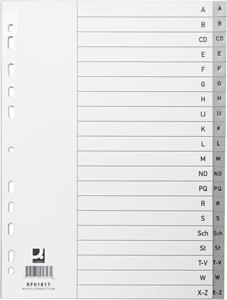 Q-CONNECT alfabetische tabbladen, A4, PP, met indexblad, 20 tabs, grijs