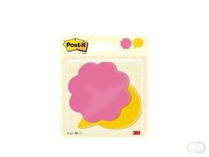 Post-it Notes, 2 x 30 vel, ft 72,5 x 72,2 mm, bloem power roze en tekstballon ultrageel